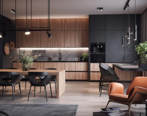 luxury-domestic-kitchen-with-elegant-wooden-design-generated-by-ai